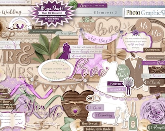 Rustic Wedding scrapbook elements, wedding theme elements, digital scrapbook elements, wedding clipart, wedding graphics, scrapbook png.