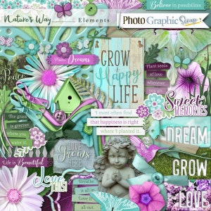 Nature digital scrapbook elements, nature clipart.