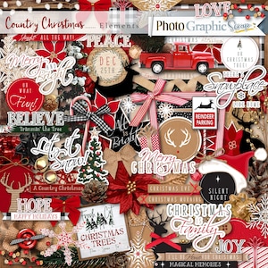 Éléments numériques de scrapbook de Noël, graphiques de Noël, clipart de vacances.