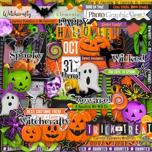Halloween digital scrapbook elements, Halloween clipart.