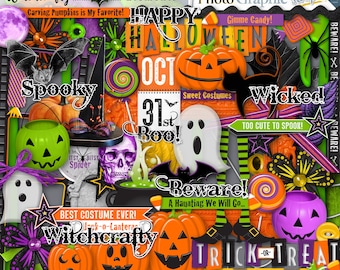 Halloween digital scrapbook elements, Halloween clipart.