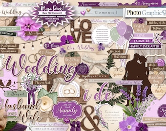 Rustic Wedding scrapbook elements, wedding theme elements, digital scrapbook elements, wedding clipart, wedding graphics, scrapbook png.