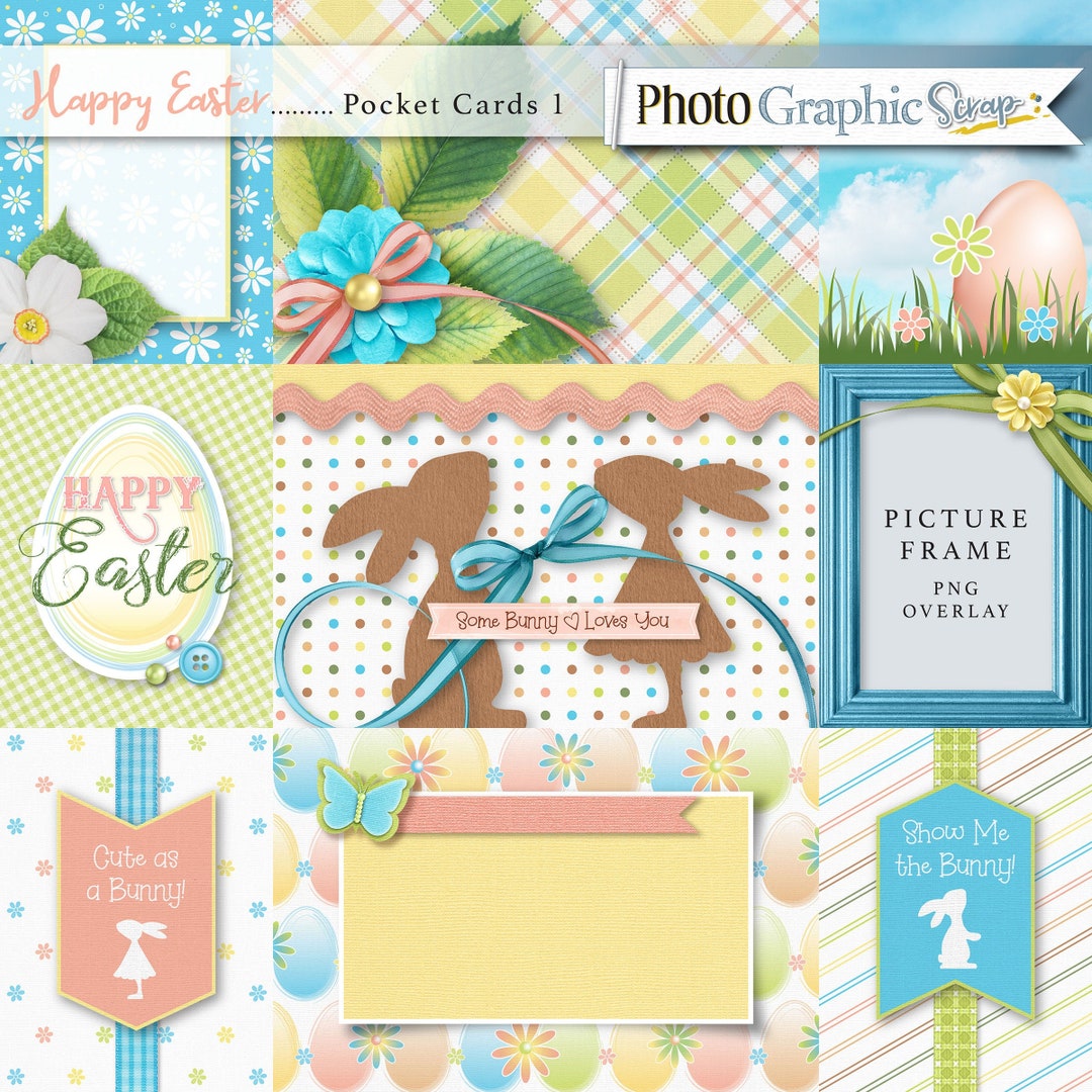 Easter Digital Scrapbook Pocket Cards, Easter Clipart. - Etsy