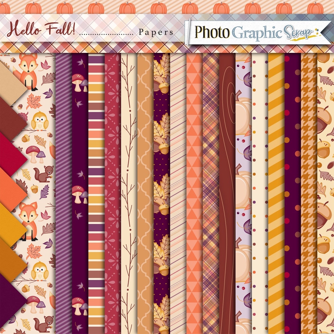 Woodland Fall Digital Scrapbook Papers, 12x12 Scrapbook, Paper ...