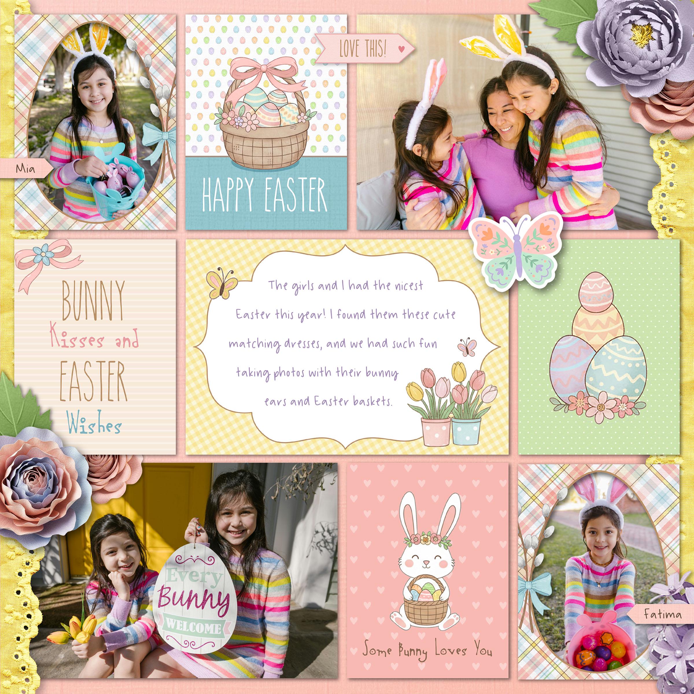 Easter Bunny Digital Scrapbook Pocket Cards, Easter Journal Cards ...