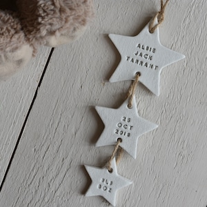 Personalised New Baby Keepsake | New Baby Gift | Personalised Clay Star | Welcome Baby Gift | New Baby | Nursery Decor |