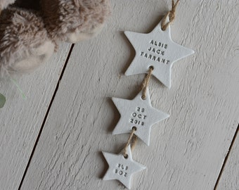 Personalised New Baby Keepsake | New Baby Gift | Personalised Clay Star | Welcome Baby Gift | New Baby | Nursery Decor |