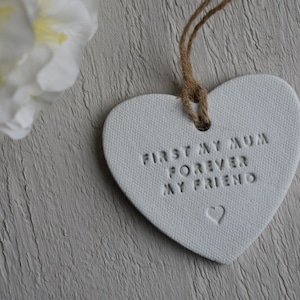 Personalised Gift For Mum | First My Mum Forever My Friend | Best Mummy In The World | Clay Heart | Gift for Mum | Mum To Be |