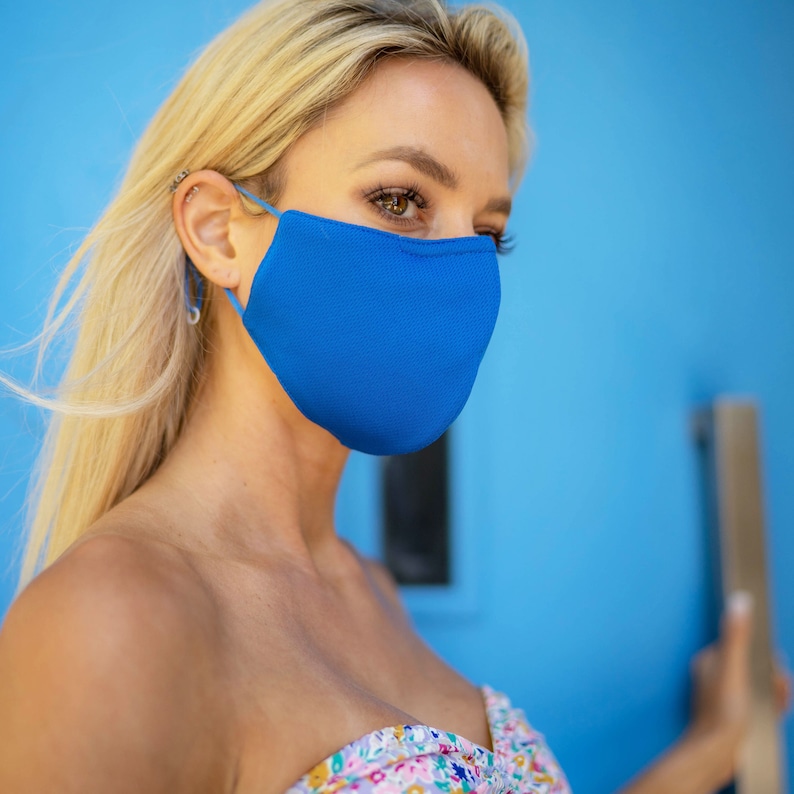 True Blue 3pack Face Masks 3ply Solid/plain Blue. Unisex Etsy