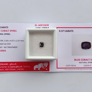 0.37 crt. Cobalt Spinel. Natural. Untreated. Certified. 5x4.07x2.07 mm.