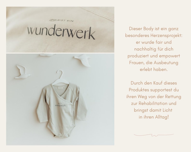 Babybody Du bist ein Wunderwerk sand fair bio nachhaltig Babykleidung Geschenk zur Geburt Babygeschenk Babyshower Segnung Taufe christlich Bild 4