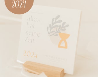 Postkartenkalender 2024, christlich, Tischkalender, Aufstellkalender, christlicher Kalender, Naturpapier, Holzständer, Weihnachtsgeschenk