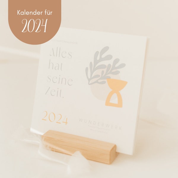 Postkartenkalender 2024, christlich, Tischkalender, Aufstellkalender, christlicher Kalender, Naturpapier, Holzständer, Weihnachtsgeschenk