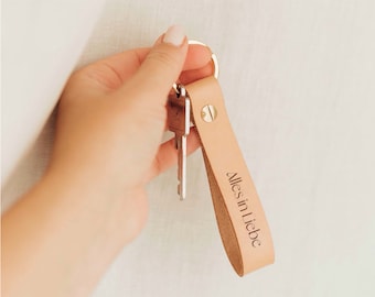 Schlüsselanhänger Alles in Liebe / Schlüsselband handgemacht Lederanhänger Schlüsselanhänger graviert christlich Jahreslosung