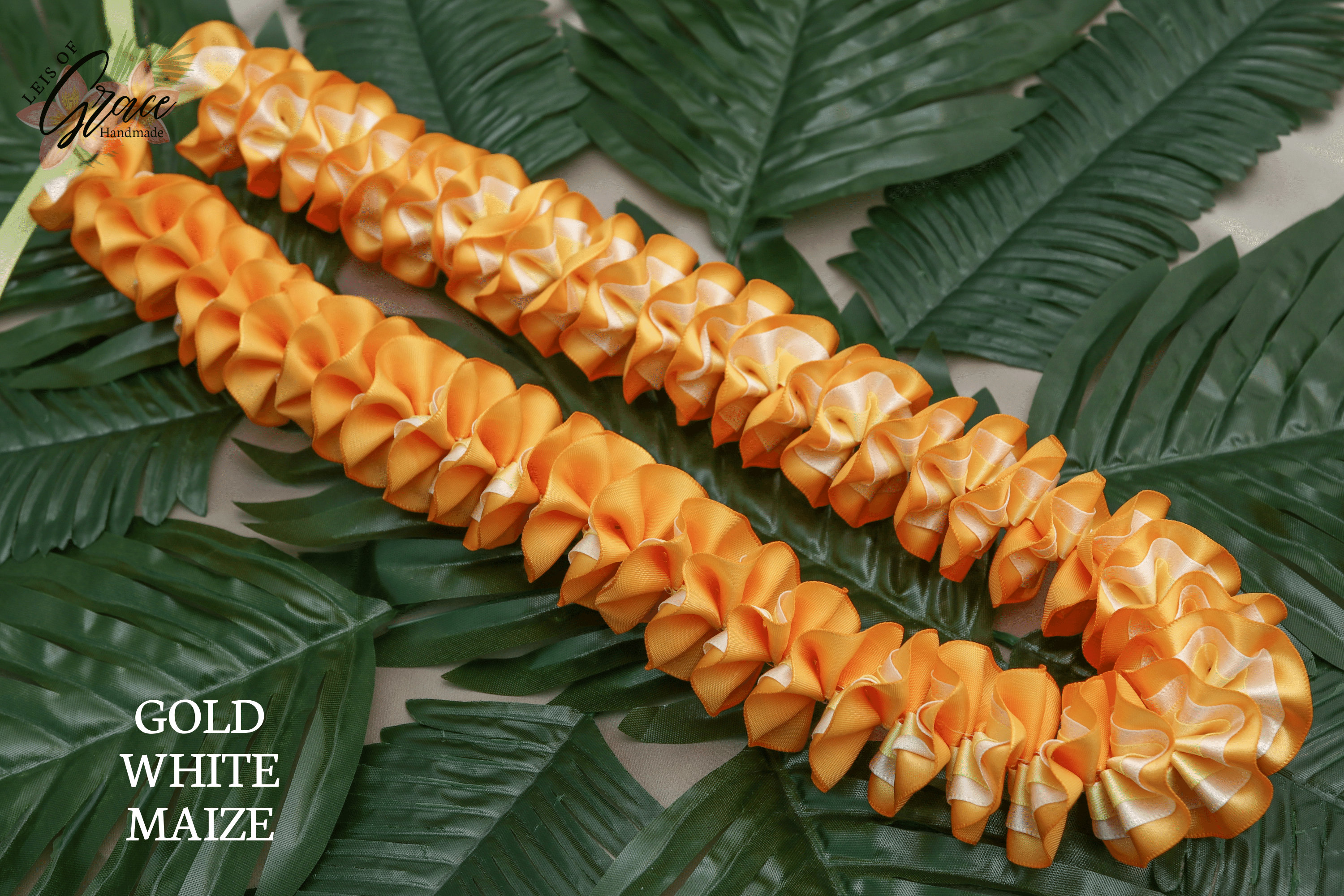 Handmade Ribbon Leis White Yellow and Brown Variations Etsy