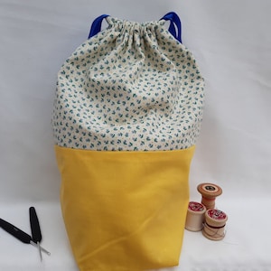 Floral Project bag! Knitting/Crochet/Craft/Sewing/Hobby/Drawstring Bag