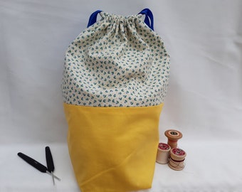 Floral Project bag! Knitting/Crochet/Craft/Sewing/Hobby/Drawstring Bag
