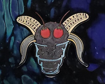 Mothman Ice Cream Enamel Pin, Glow in the Dark Cryptid Pin (1.5 Inch)