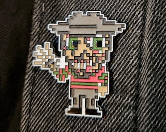 Freddy Krueger Pixel Art Enamel Pin, Glow In The Dark