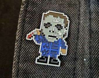 Michael Myers Pixel Art Enamel Pin, Glow in the Dark