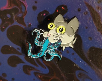 Glow In The Dark Octopus Cat Enamel Pin, Cthulhu Kitten (1.5 Inch)