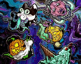 GoofGore Animals 5 Sticker Pack! 5 Waterproof Snail, Cat, Bear, Octopus And More!