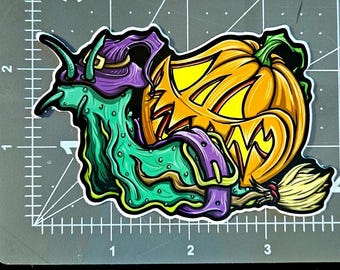 Halloween Witch Snail 4 Inch Vinyl Sticker