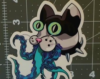 Cthulhu Cat 4 Inch Vinyl Sticker Flerken Tentacles Tuxedo Cat