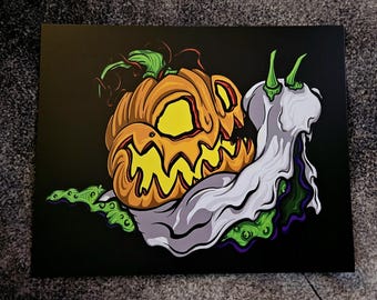 Halloween Jack-O-Lantern Pumpkin Snail Print