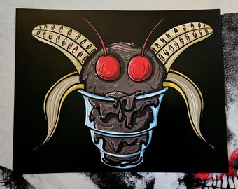 Mothman Ice Cream Sundae Print Cryptid Art
