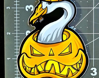 Halloween Goose Sticker Mischief Candy Jack-O-Lantern