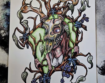Deer Skull Woman Print