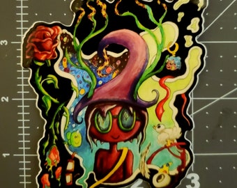 Clancy 4 Inch Vinyl Sticker (The Midnight Gospel) Death Mom Fish Glasses