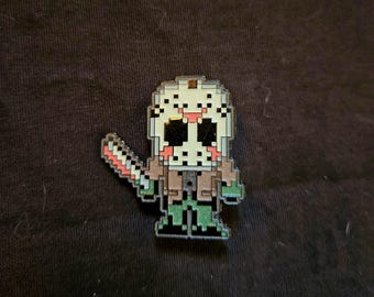 Jason Vorhees Pixel Art Pin: Friday the 13th, Glow in the Dark