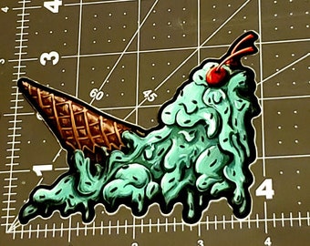 Ice Cream Snail 4 Inch Vinyl Sticker Mint Chocolate Chip