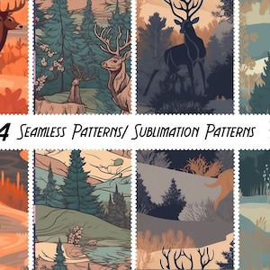 Seamless Deer/Wilderness Digital Pattern, Instant Download, JPEG, 300 DPI, 12X12