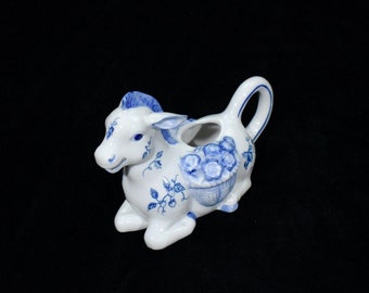 Blue and White Donkey Creamer, Artist Hallie Greer, Franklin Mint 1986