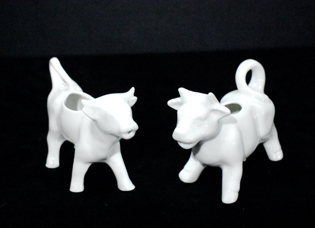 Ceramic Cow Creamer, White Glass, Milk Glass Cows Etsy