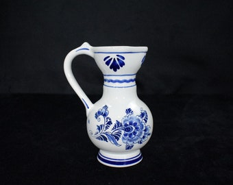 Delft Handmade Pitcher, Hand Painted Vase, Made in Holland