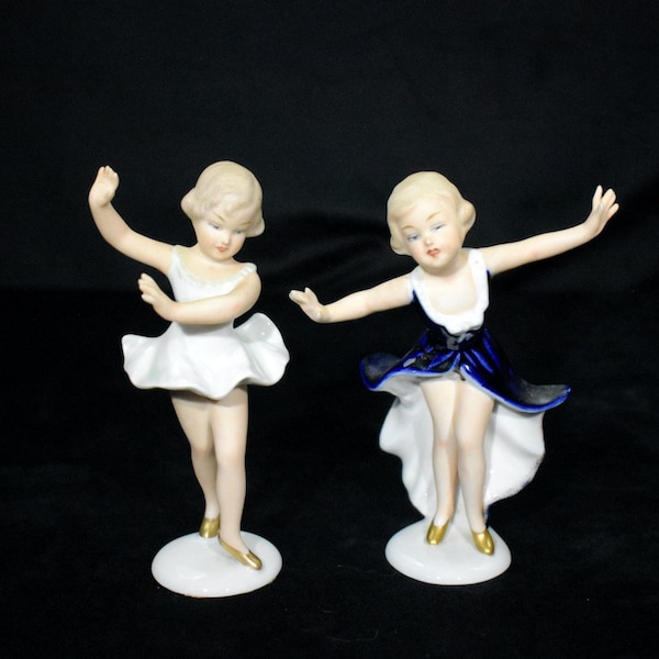 Wallendorf Porcelain Figurine, Hand Painted Porcelain Girl Dancing, Made in Germany