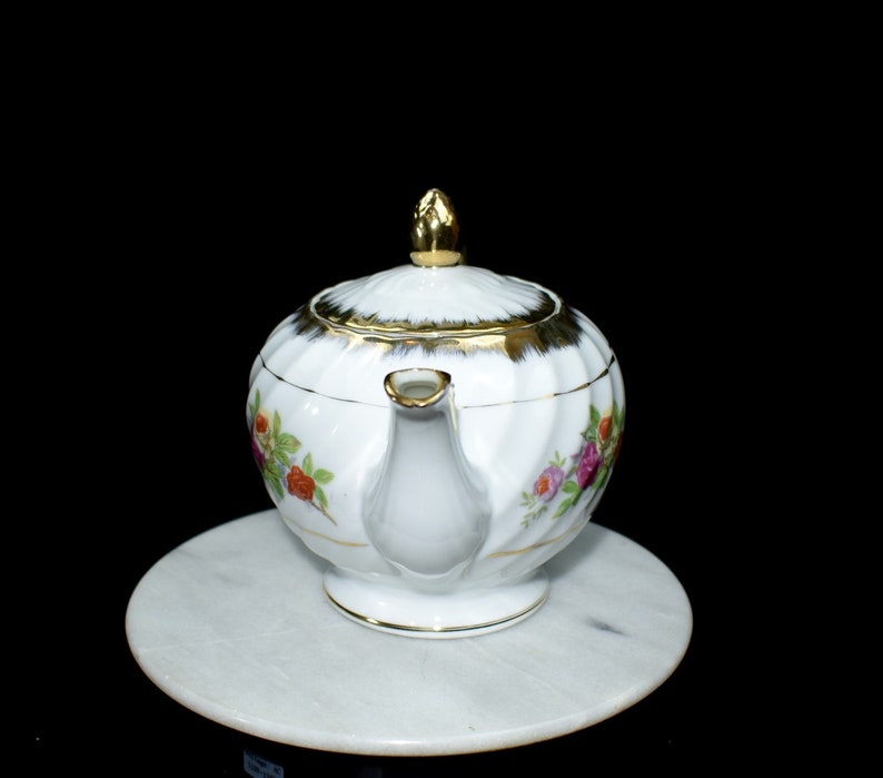 Teapot White Floral Gold Trimmed | Etsy