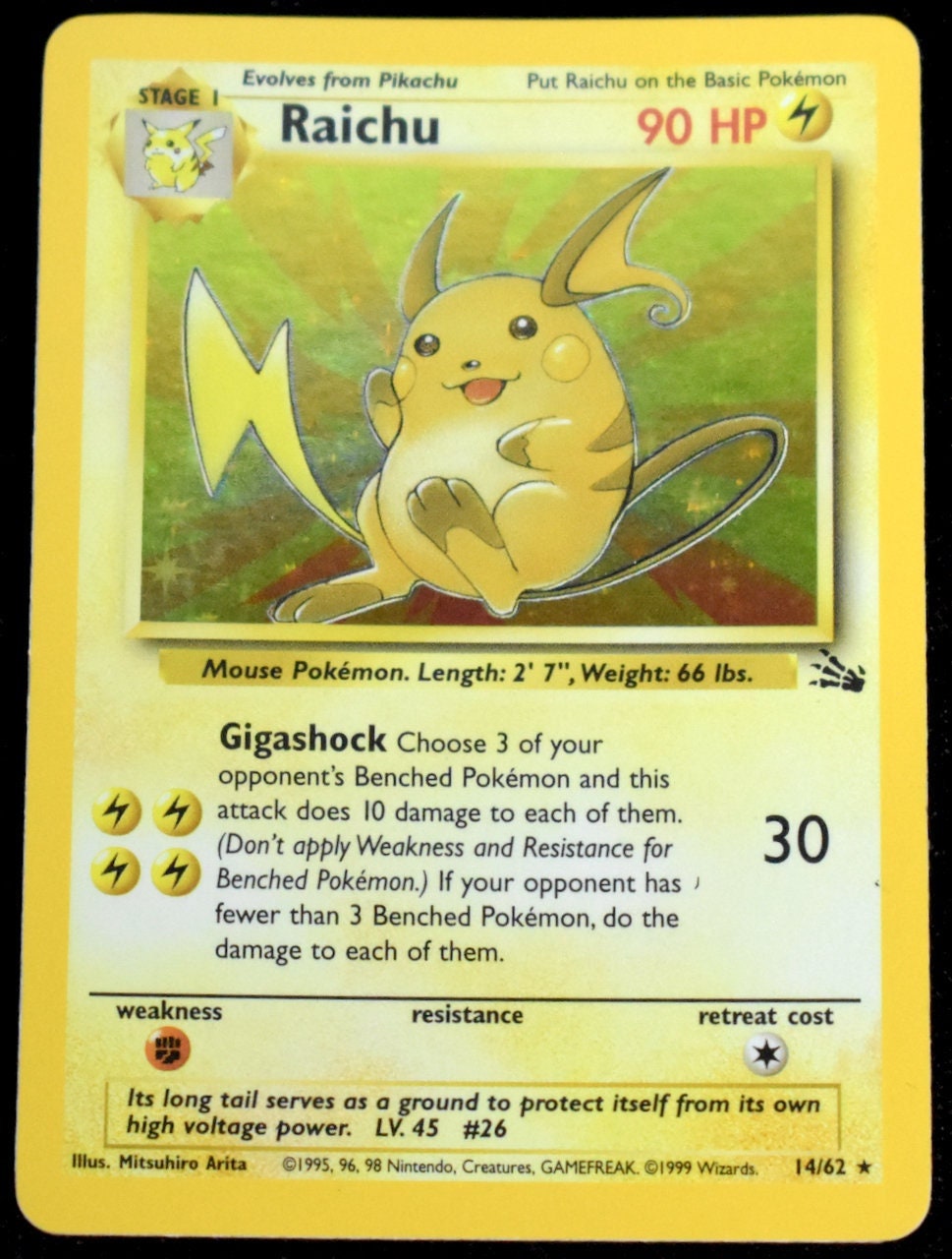 Holographic Raichu Pokemon Card
