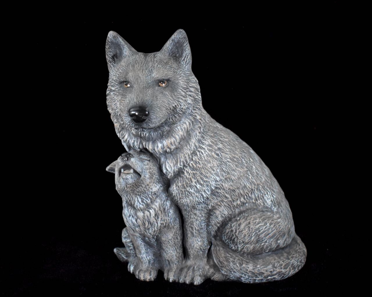 ceramic wolf statue