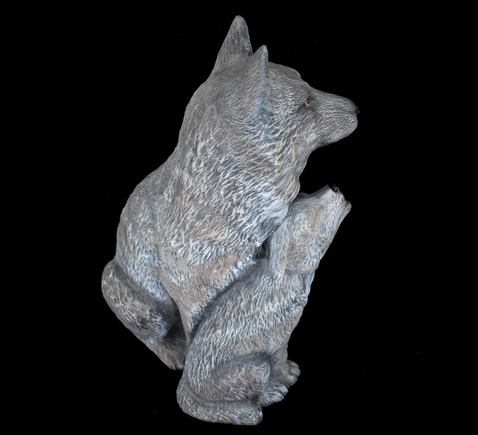 ceramic wolf statue