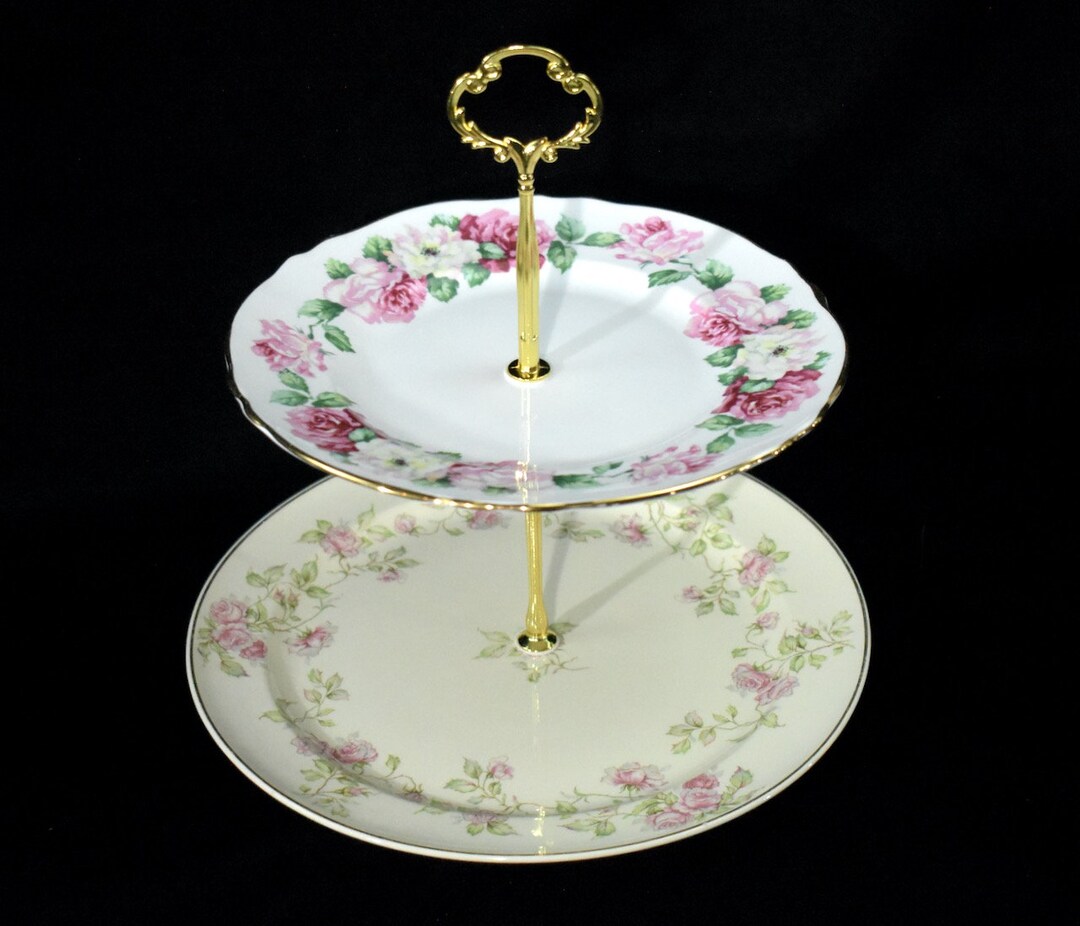 Two Tiered Serving Tray, Dessert Tray, Appetizer Tray, High Tea Tray