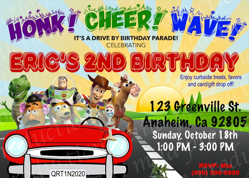 Toy Story Drive by Parade Toy Story Drive by Invite Toy Etsy