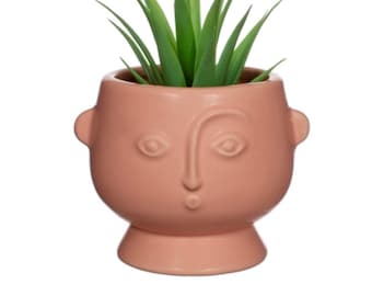 Pink Face Planter, Cache Pot, Cover Pot, Indoor Plant Pot