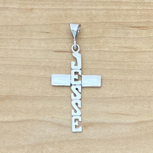 Name Cross Pendant, Name Cut Out By Hand, Cross Necklace, Personalized Cross, Cross Pendant, Cross Jewelry, Religious Jewelry,  Memorialize