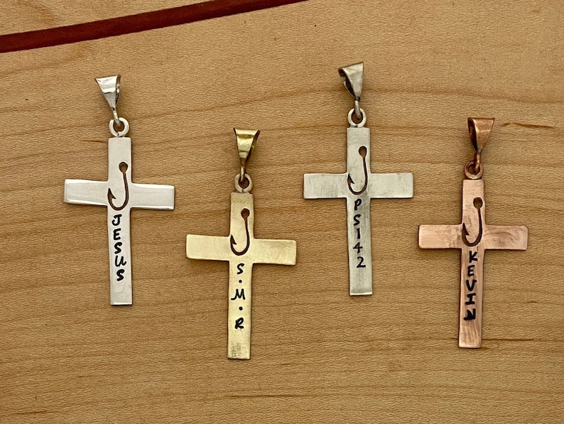 Cross and fish hook necklace Clearance