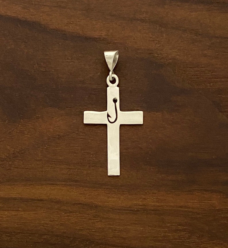 Fish Hook Cross Pendant Etsy